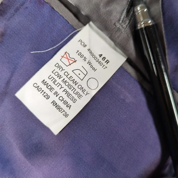 Tallia Mens 46R Wool Blazer Blue Windowpane Plaid Sport Coat Single Breasted - Picture 7 of 8